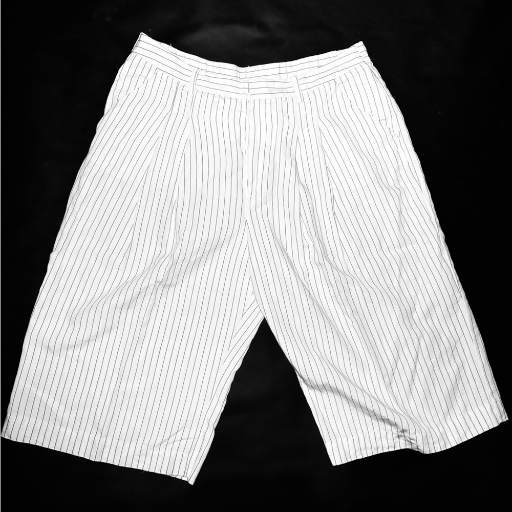 White Striped Women’s Wide Leg Capris